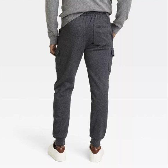 Goodfellow Tapered Fleece Cargo Jogger Pants Gray - Picture 6 of 11